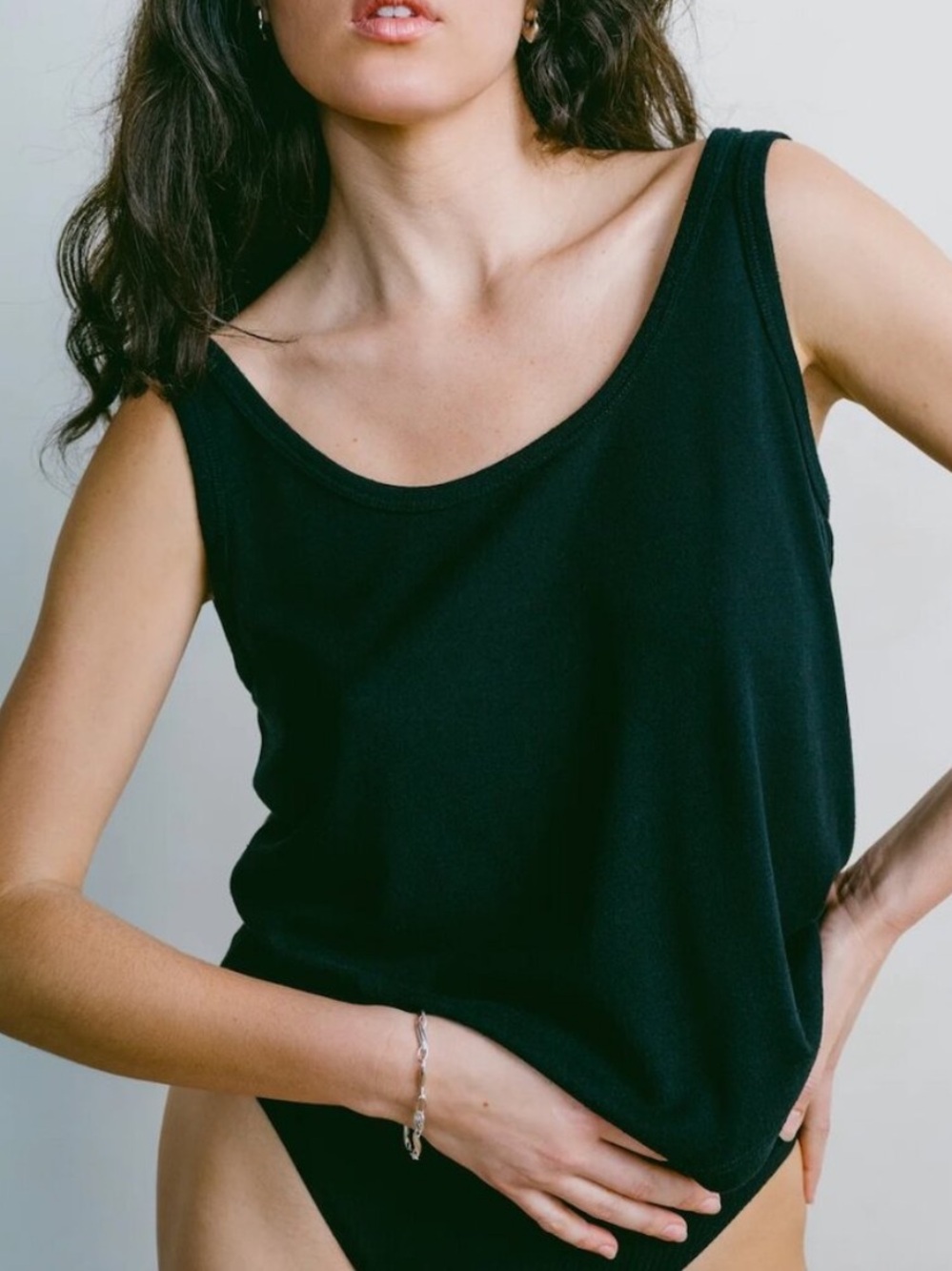 Ozma Silk Scoop Tank Black